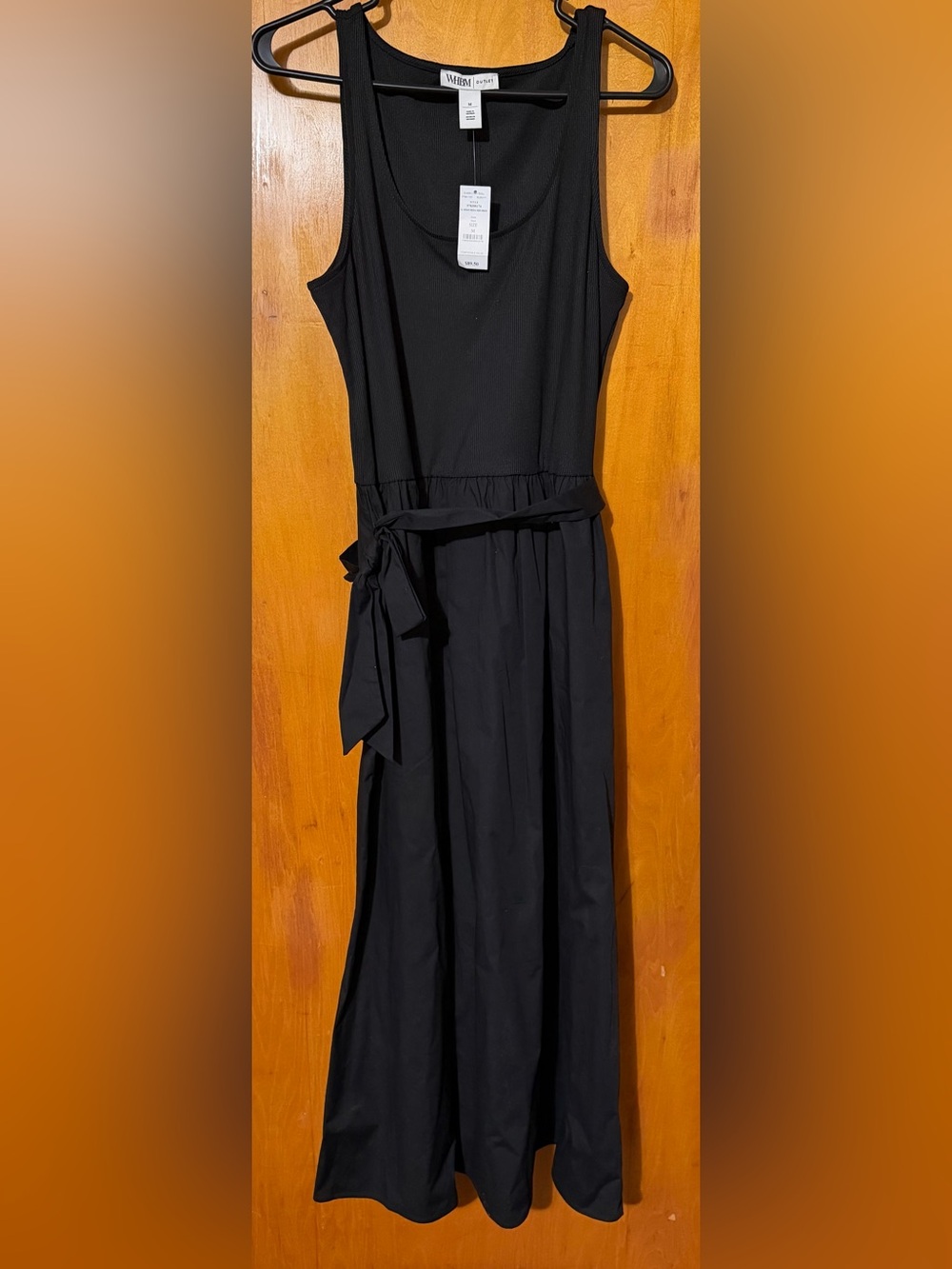 White House Black Market Black Sleeveless Mixed Media Midi Dress NWT Retail $90